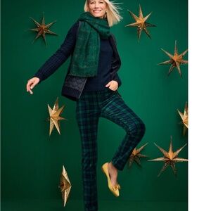Talbots | Straight Leg Velveteen Pants - Black Watch Tartan